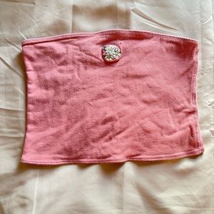 Pink tube top, tube top, flower tube top.